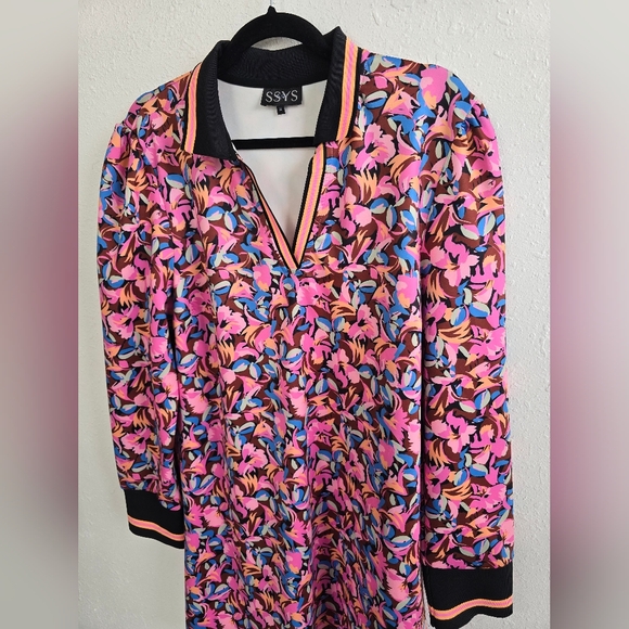 Floral Long Sleeve Dress - Pink and Black - Picture 7 of 11